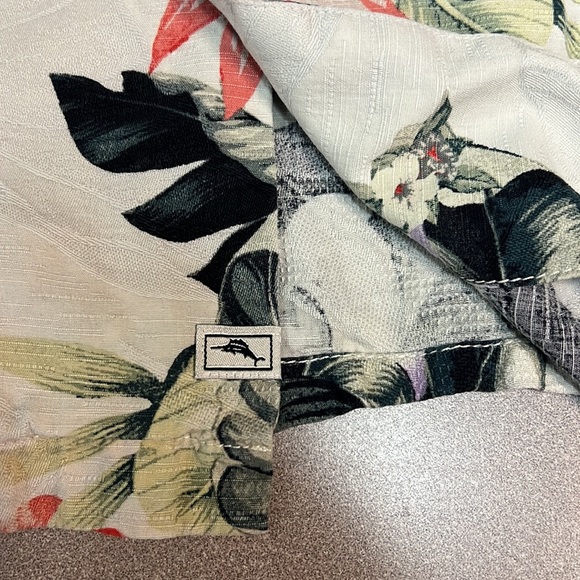 Tommy Bahama 100% Silk off white hibiscus floral Hawaiian textured washable XL - Picture 5 of 13